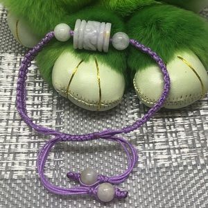 light lavender jade with nylon knotted bracelet.